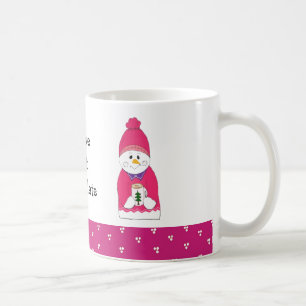 Mug Snowman rose givré avec chocolat chaud