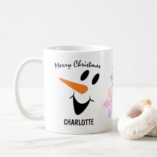 Mug Snowman Souriant Avec Bouche Ouverte. Joyeux Noël