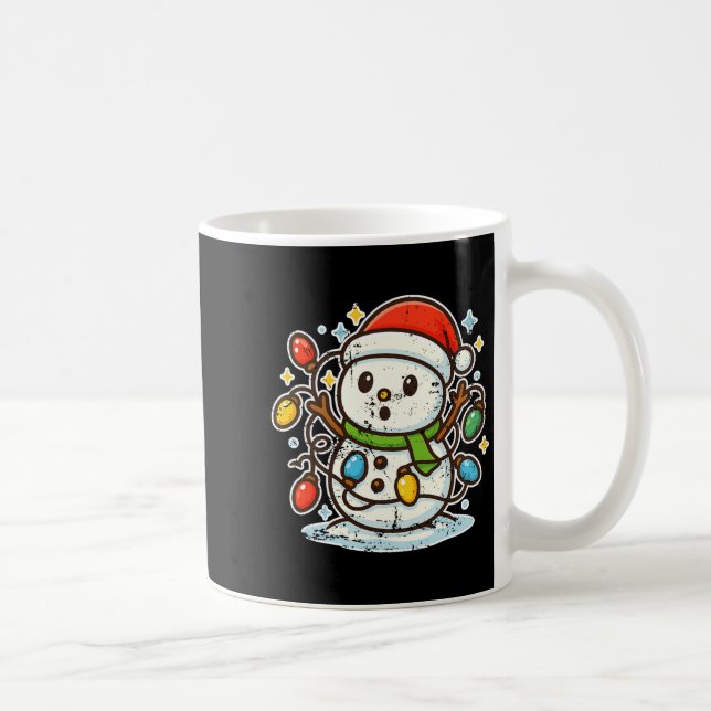 Mug Snowman Tangled In Holiday Lights Premium Tri-blen (Droite)