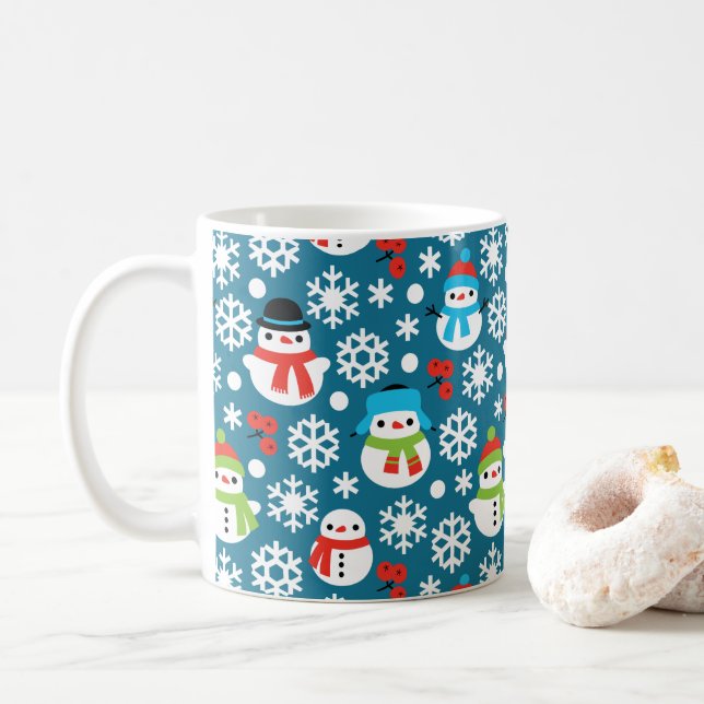 Mug Snowmans & Snowflakes Motif sans couture (Avec donut)