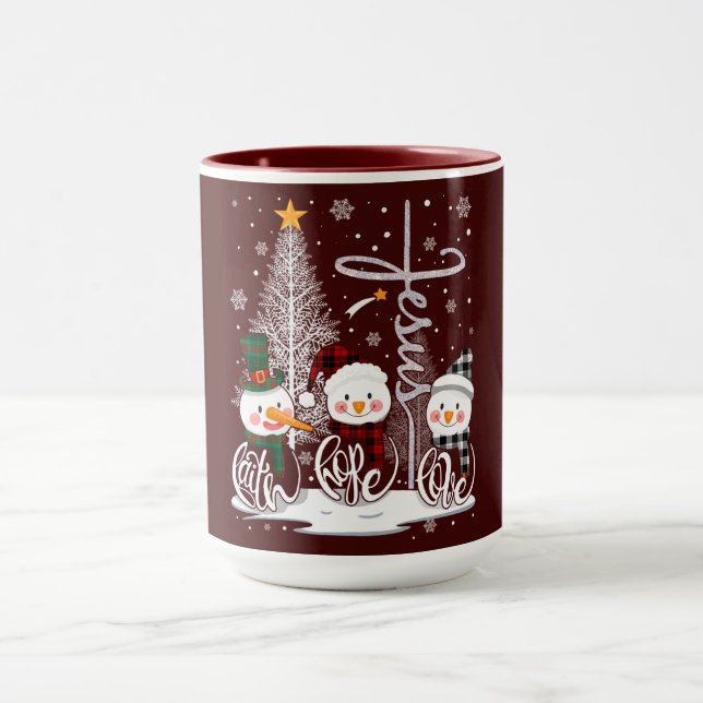 Mug Snowmen and Tree of Light with the Name of Jesus (Centre)