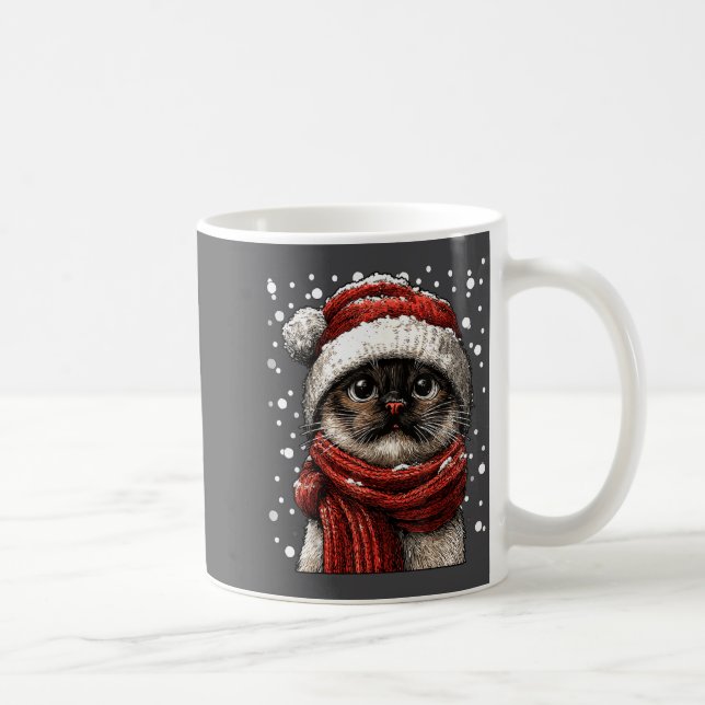 Mug Snowy Siamese Cat With Snow Santa Hat Winter Chris (Droite)