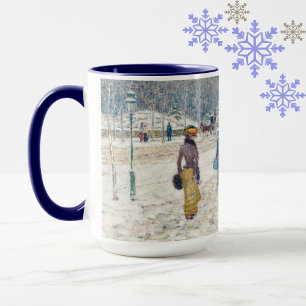 Mug Snowy Winter New York City Scene Art Vintage