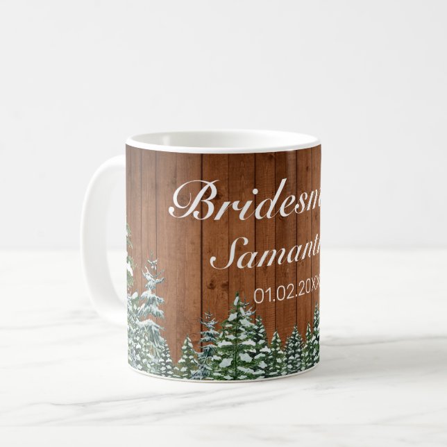 Mug Snowy Wood & Forest Country Bridesmaid Mariage (Devant gauche)