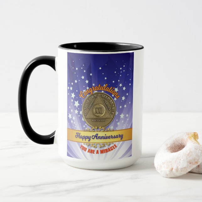 Mug Sober 21 ans - Vous êtes un Miracle Personnalisé N (Avec donut)