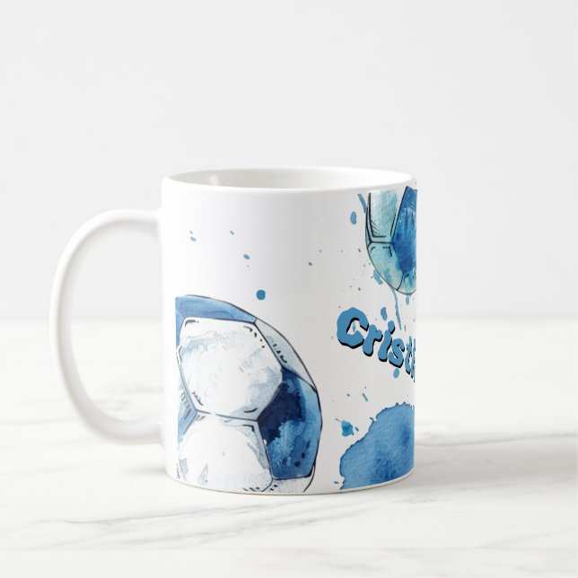 Mug Soccer Aquarelle Personnalisé (Gauche)