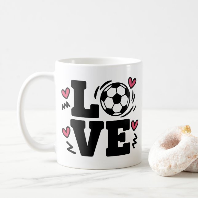 Mug Soccer Love Cute Soccer Player Coach Sports Girls (Avec donut)