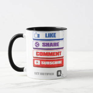 Mug Social Media Like Share Comment Abonnez-vous Vlogg