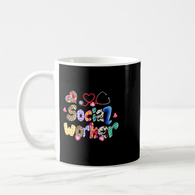 Mug Social Worker Leopard Funny Social Worker Cadeaux (Gauche)