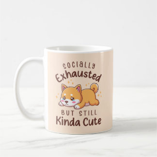 Mug Socially Exhausted But Still Cute - Shiba Inu