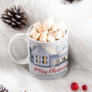 Mug Société immobilière personnalisée Maison d'hiver