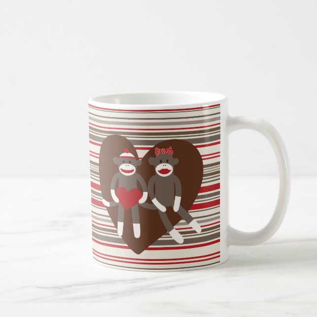 Mug Sock Monkeys in Love Valentine's Day Heart Gifts (Droite)