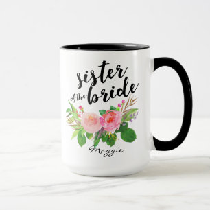 Mug Soeur de la mariée Aquarelle Florale Personnalisée