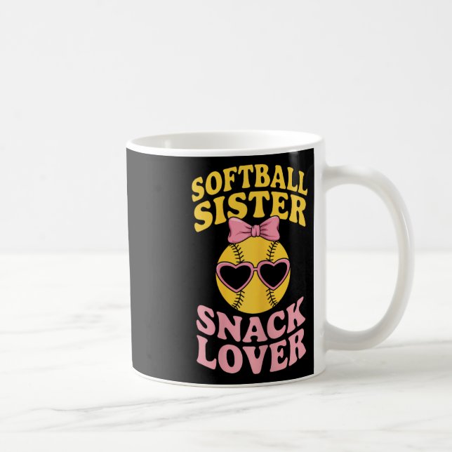 Mug Sœur de softball amatrice de snacks drôle softball (Droite)