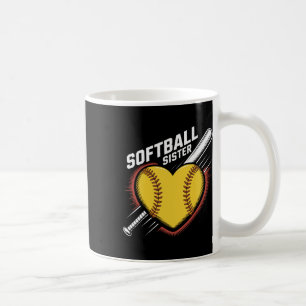 Mug Soeur de softball Vie Fastpitch Coeur avec graphiq