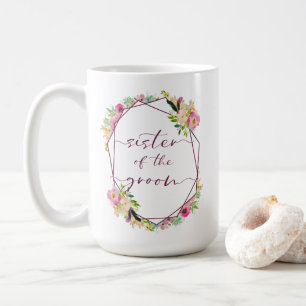 Mug Sœur du marié Chic Menthe Rose Fleurie