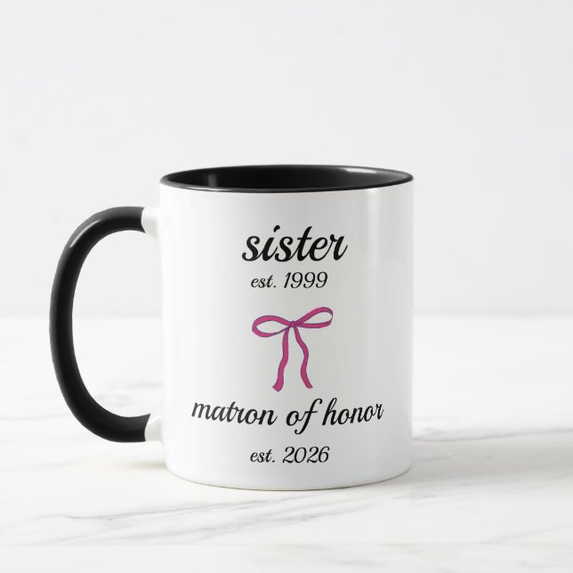 Mug Soeur personnalisée Matron d'honneur Cadeau Mariag (Gauche)
