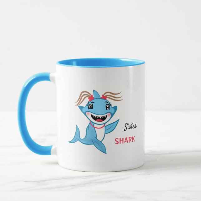 Mug Sœur Requin de la Famille Requin Heureuse (Gauche)