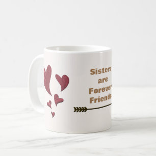Mug Soeur sont des amis Forever Gold Arrow Red Hearts