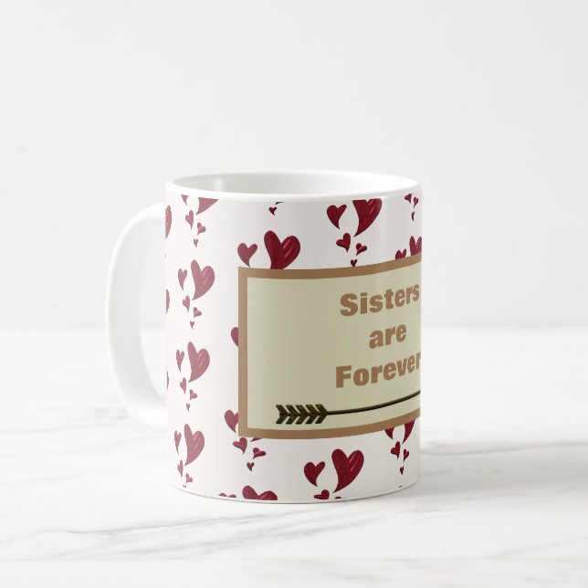 Mug Soeur sont Forever Heart Motif Arrow Sibling Tea (Devant gauche)