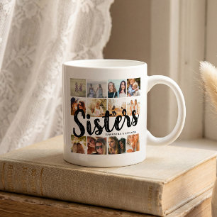 Mug SŒURS, Collage de photos & Noms Fratrie