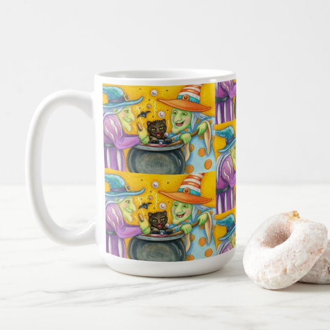 MUG SOEURS DE TÉMOIGNAGE, CHAT NOIR & HALLOWEEN BREW (Avec donut)