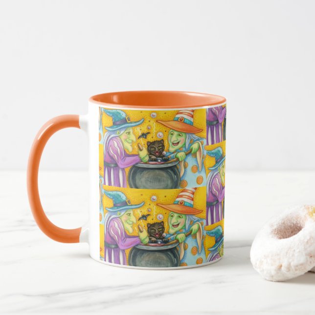 MUG SOEURS DE TÉMOIGNAGE, CHAT NOIR & HALLOWEEN BREW (Avec donut)