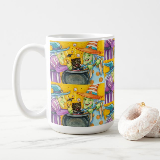 MUG SOEURS DE TÉMOIGNAGE, CHAT NOIR & HALLOWEEN BREW (Avec donut)