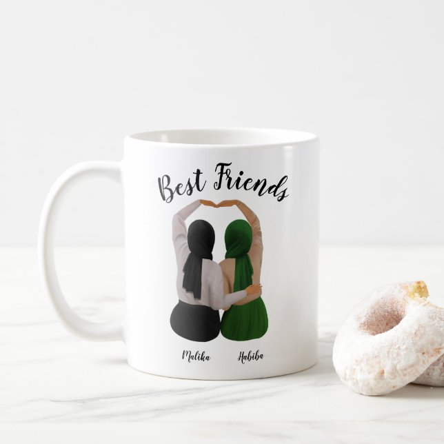 Mug Soeurs Forever Cadeau Hijabi personnalisé (Avec donut)