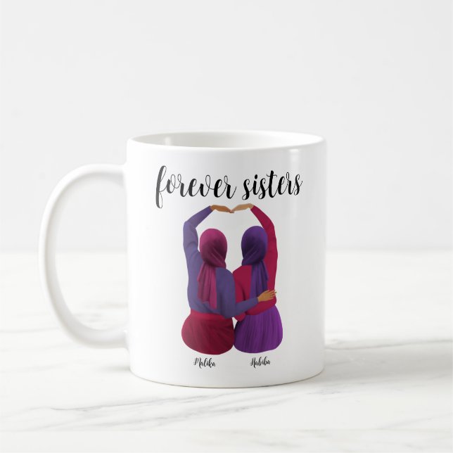 Mug Soeurs Forever Cadeau Hijabi personnalisé (Gauche)