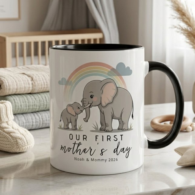 Mug Soft Elephant Mom Baby First Mothers Day Calm Love (Créateur téléchargé)