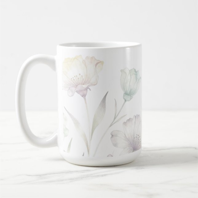 Mug Soft Pastel Wildflowers Watercolor Grace (Gauche)