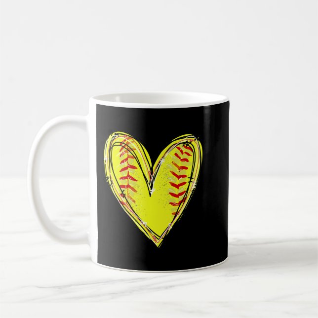 Mug Softball Heart Softball Jour Vêtements Softball (Gauche)