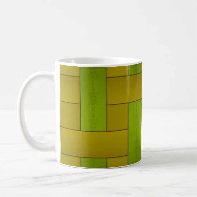 Mug Soie jaune vert transparent doublée motif m rayé (Gauche)