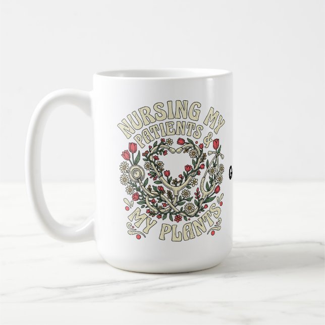 Mug Soigner Mes Patients & Mes Plantes Rétro Steth Fle (Gauche)