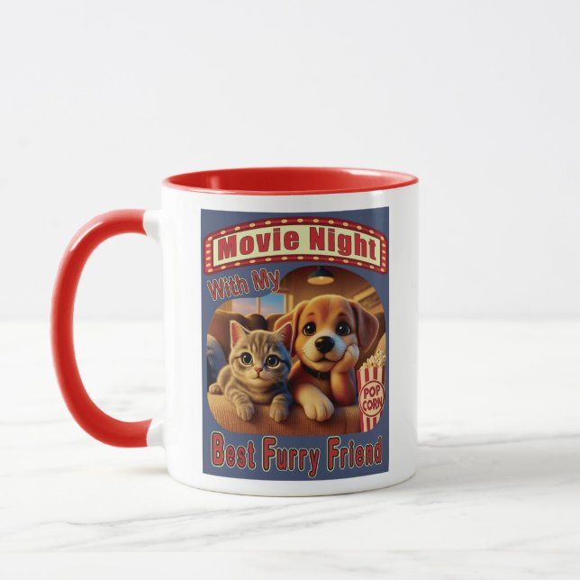 Mug Soirée Cinéma - Meilleur Ami à Fourrure - Chat et  (Gauche)