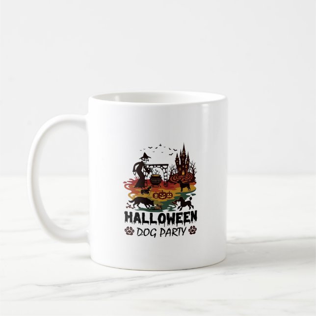 Mug Soirée de chiens d'Halloween Sorcières Chiens Citr (Gauche)