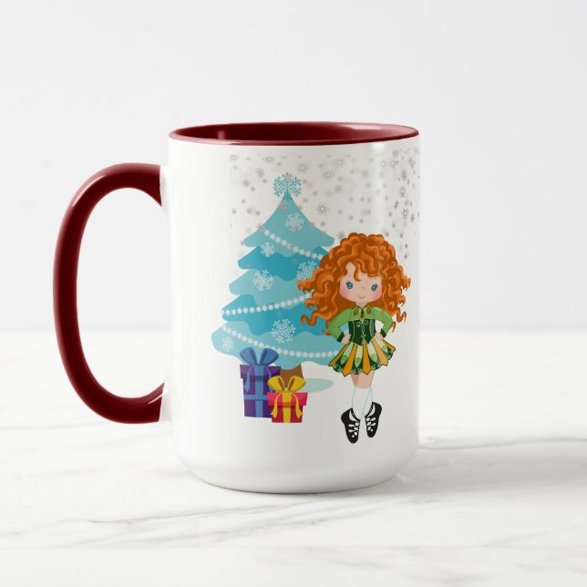Mug Soirée de Noël de la danseuse irlandaise rousse pe (Gauche)