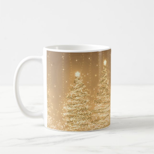 Mug Soirée de Noël Élégante Étincelante Arbres étincel (Gauche)