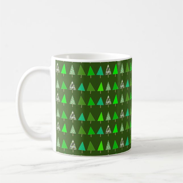 Mug Soirée des arbres de Noël verts (Gauche)