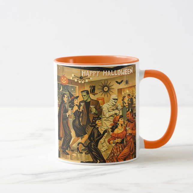 Mug Soirée Martini Halloween Rétro Milieu de Siècle 50 (Droite)