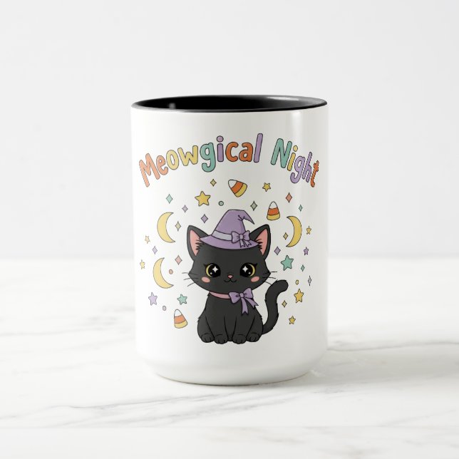 Mug Soirée Meowgical Cute Halloween Tri-Blend Chemise (Centre)