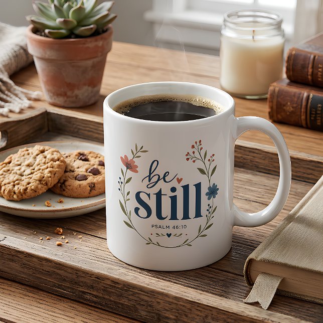 Mug Sois calme Psaume 46:10 Floral  (Créateur téléchargé)