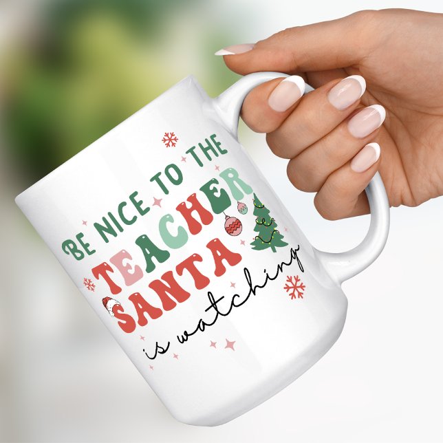 Mug Sois gentil avec le professeur Santa regarde Noël (Créateur téléchargé)