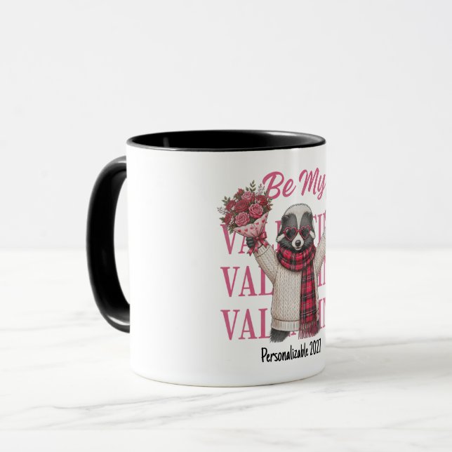 Mug Sois Ma Saint-Valentin Skunk Mignon Saint-Valentin (Devant gauche)