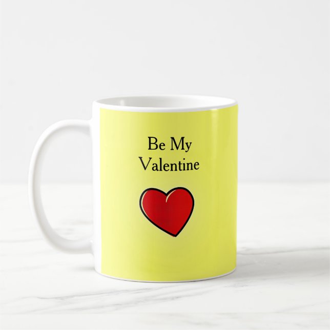 Mug Sois mon coeur rouge valentin en jaune (Gauche)