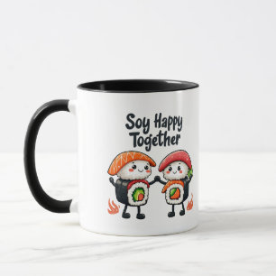Mug Soja heureux ensemble Sushi Kawaii Japonais Nourri