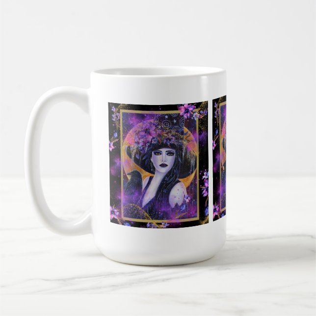 Mug Solania Halloween sorcière avec corbeau par Renee  (Gauche)