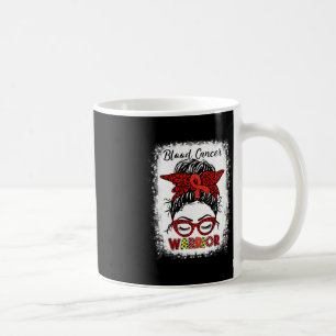 Mug Soldat du cancer du sang Messy Bun Red Ribbon Leop