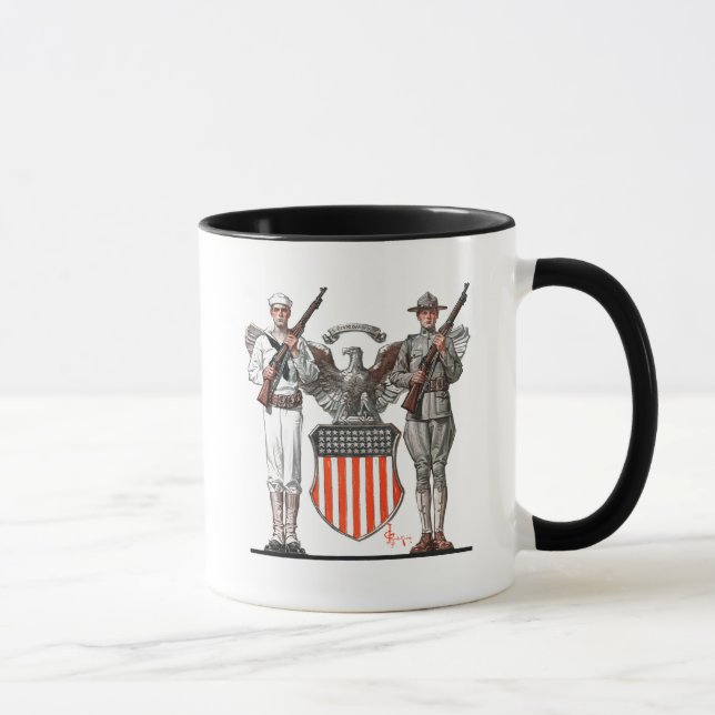 Mug Soldat, marin et bouclier des États-Unis (Droite)